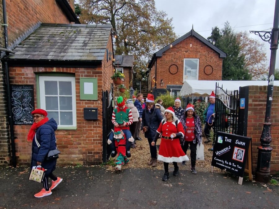 Some of the walkers leaving from the main gates.