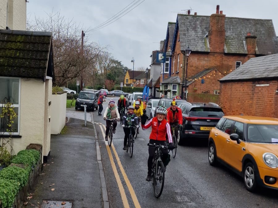 Cyclists heading up Mill Lane.