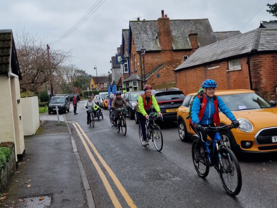 Another group of riders leaving The Swan.