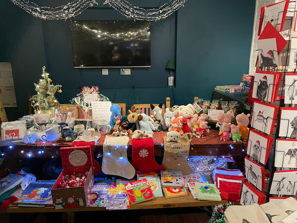 Christmas related stall ready for the crowds