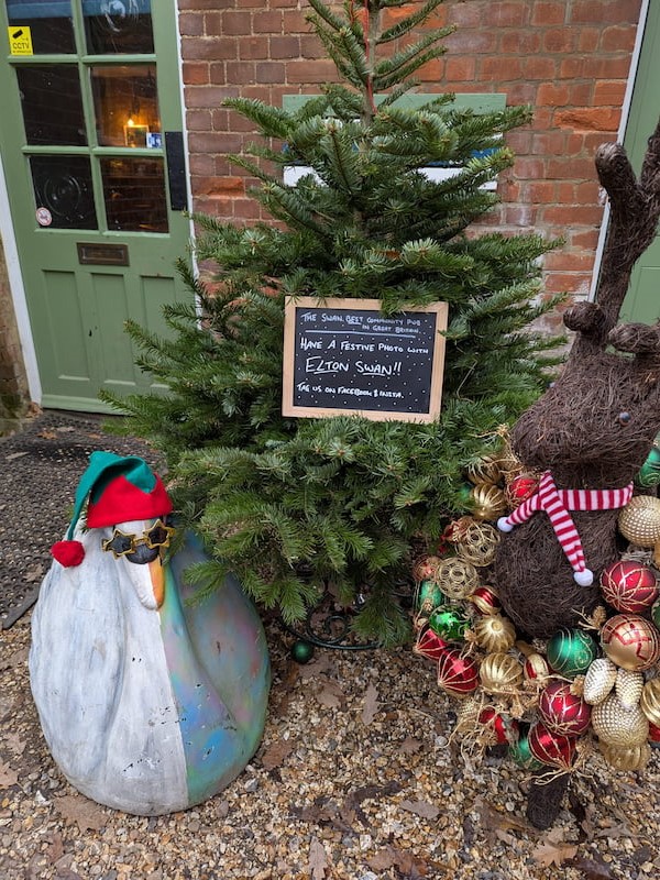 Outside in the festive Courtyard