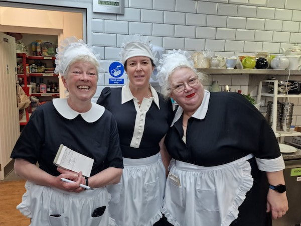 Our VE Day 80 waitress - Trudy, Anne and Louise - in the Kitchen
