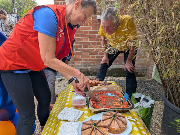 And there was cake, of course - the Calverts getting stuck in