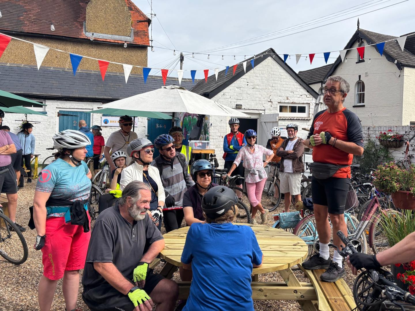 Riders preparing at The Swan