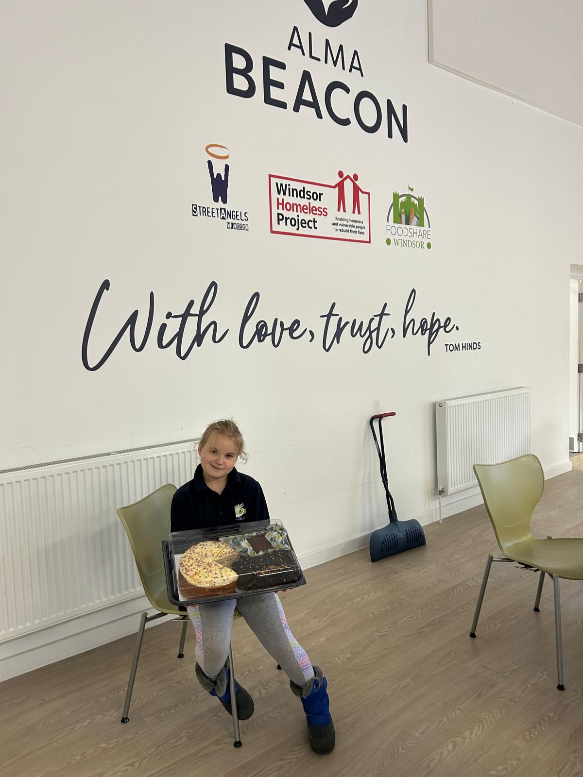 Paige taking left-over cake to the Windsor Homeless Project