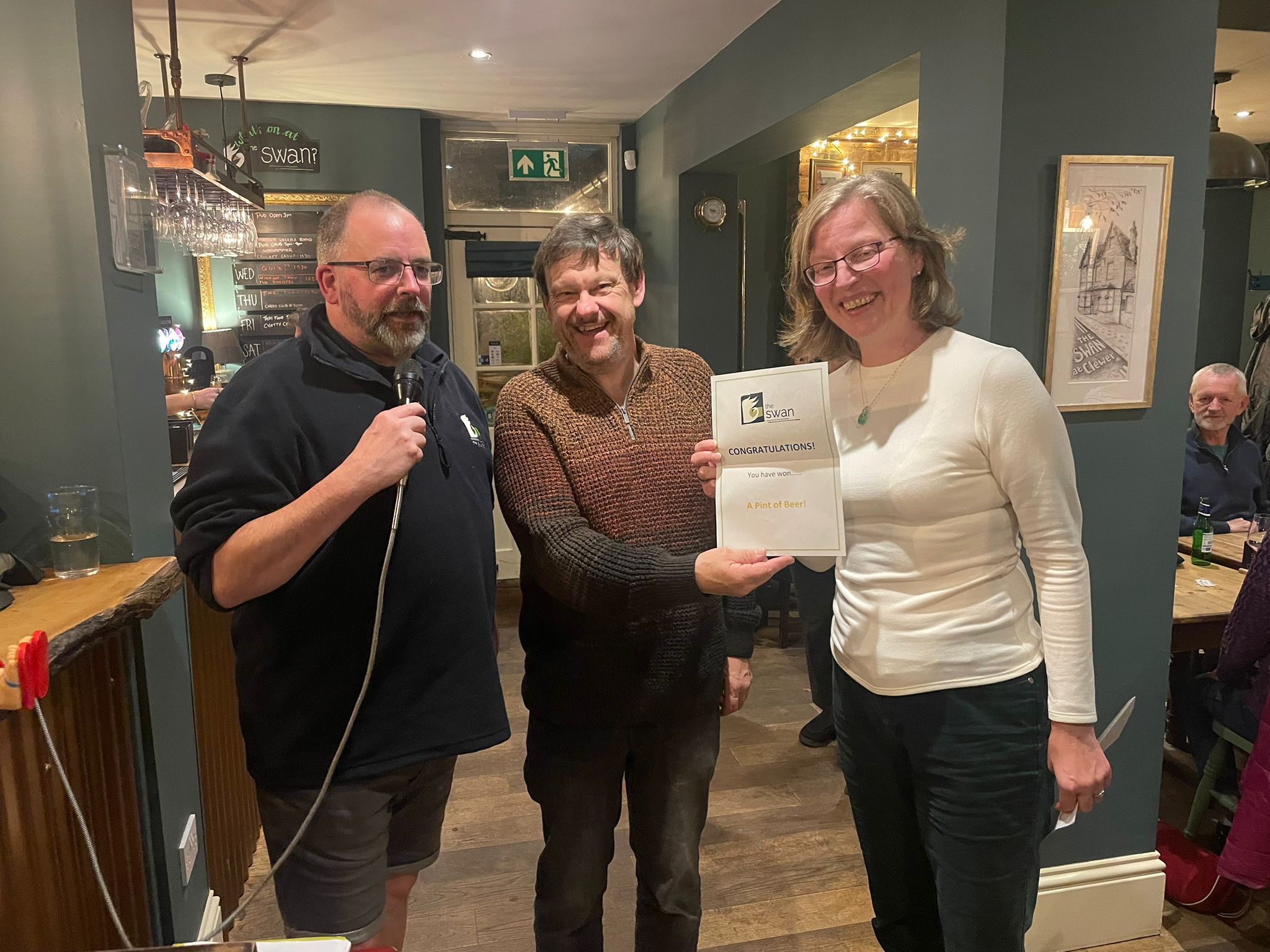 Winner of the Raffle of 12 Nov 2025: Steph from the Wednesday Warriors won a pint of beer.