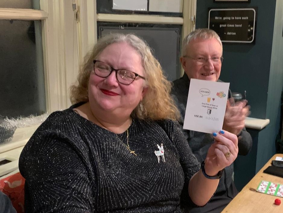 In the special Christmas Music Bingo Cash round, Lou and Chris split the £5 line pot