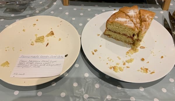 Two slices of cake left between two plates - popular cakes
