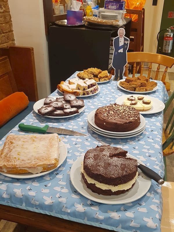 The cake table with some scrummy cakes and brownies and ....