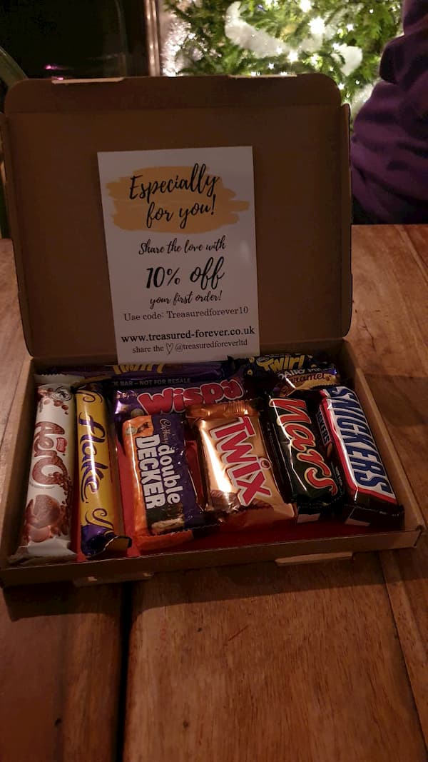 Chocolate bars in a specially designed box.