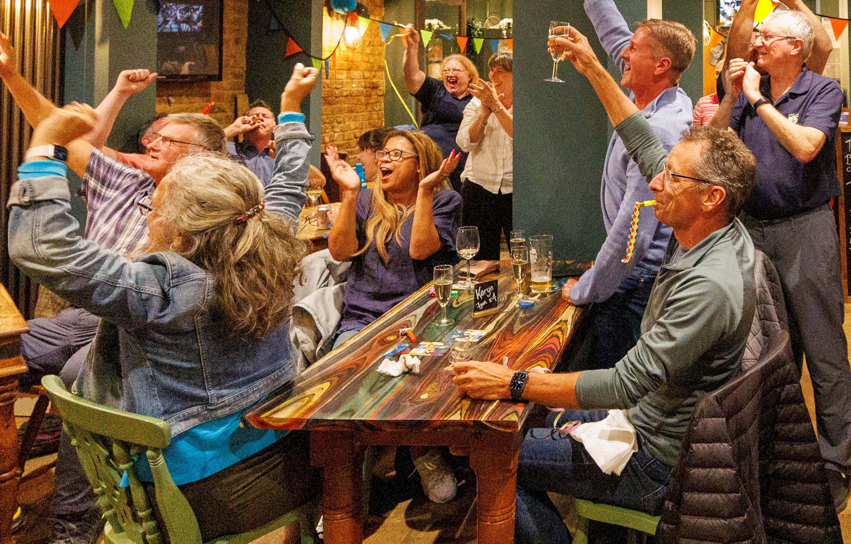 Celebrations in the pub when the award was announced.