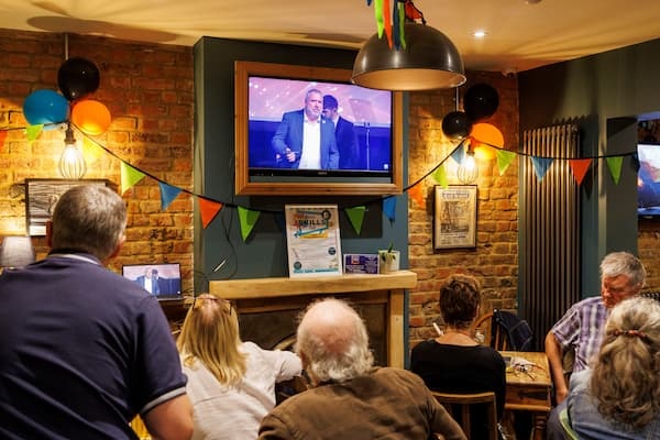 Watching the awards show on the tele in the pub