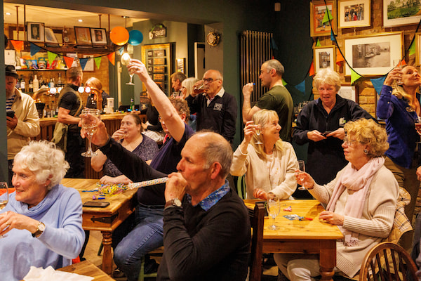 Celebrations in the pub.