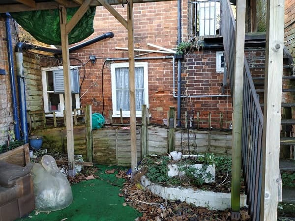 Starting to pull down the patio roof