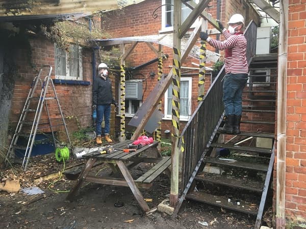 Pulling down the patio roof