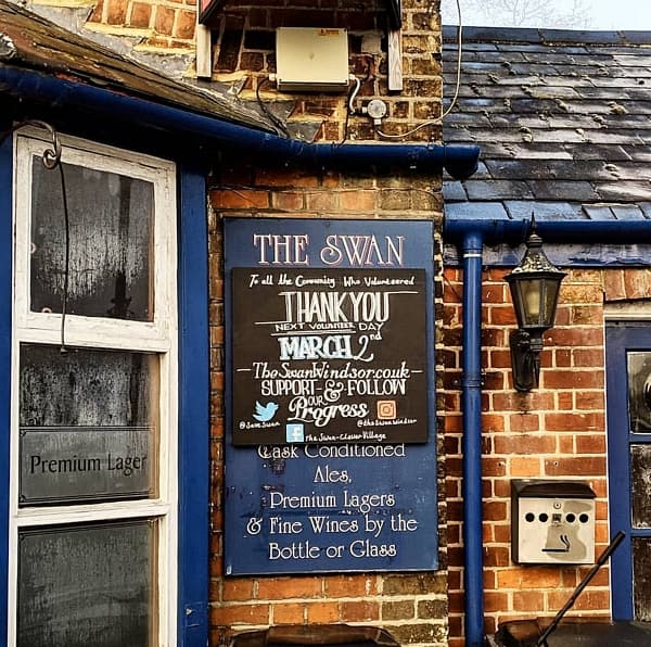 The old sign outside the pub, now being re-used