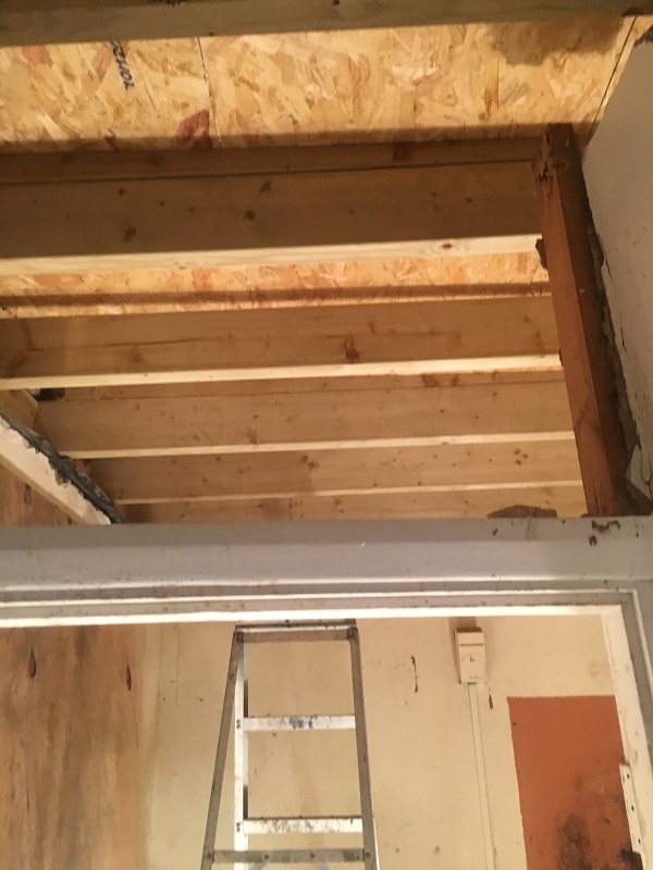 Underside of the new gents roof before it is plasterboarded