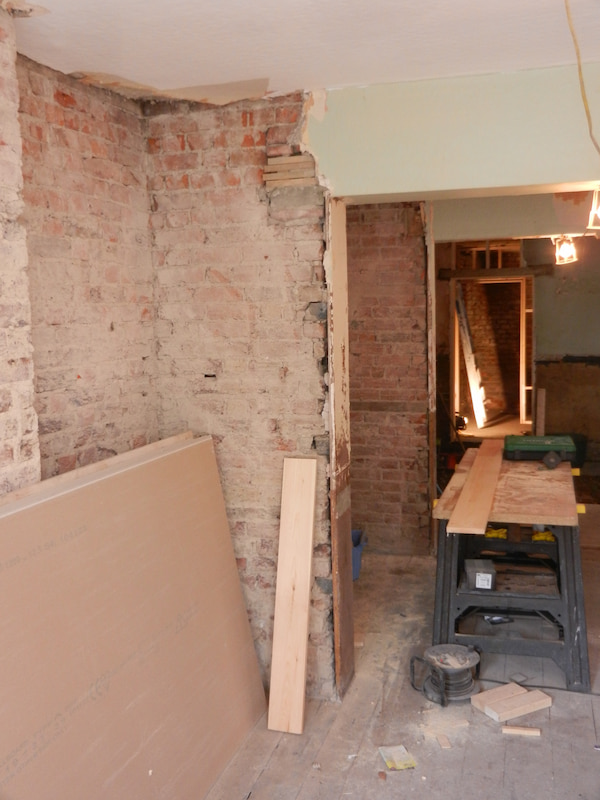 Internal walls are back to brick