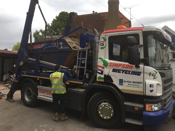 Very full skip being removed