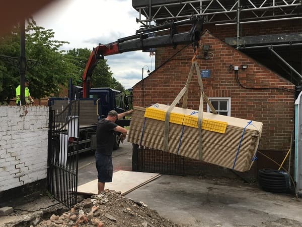 Wood for the sub-floor arriving