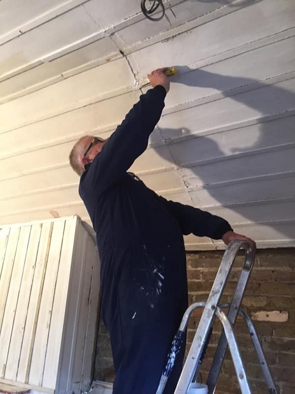 Think Alan doing a bit of relaxing painting on the roofr