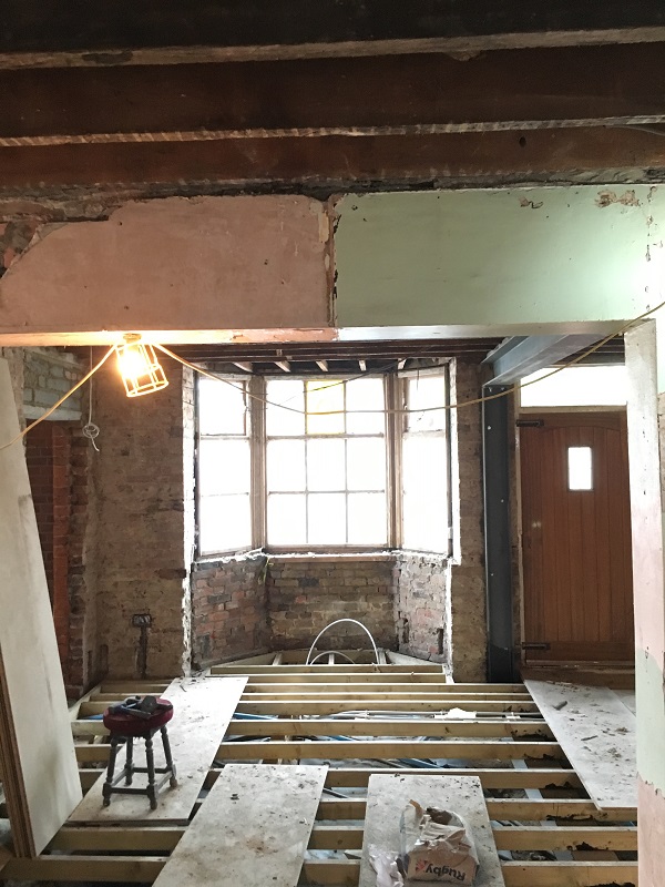 Start of the floor in the bar