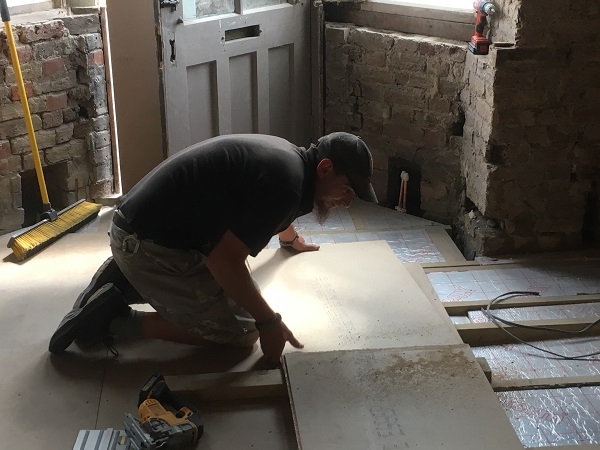 Matt laying the subfloor