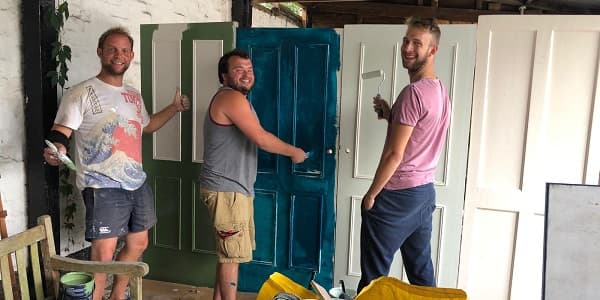 Old doors were used to create a barrier