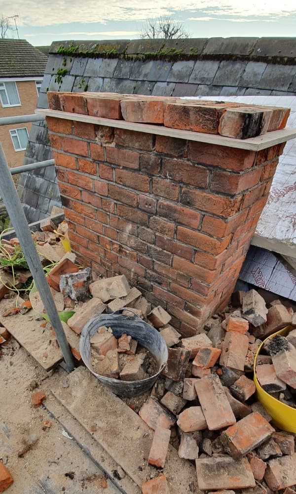 Chimney being readied for sealing