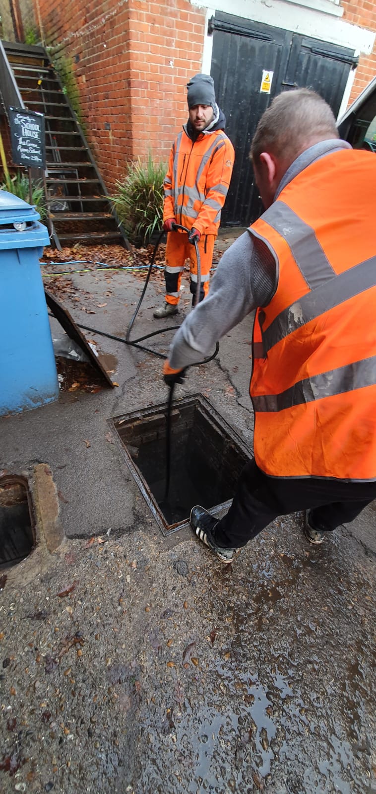 External drain being cleared