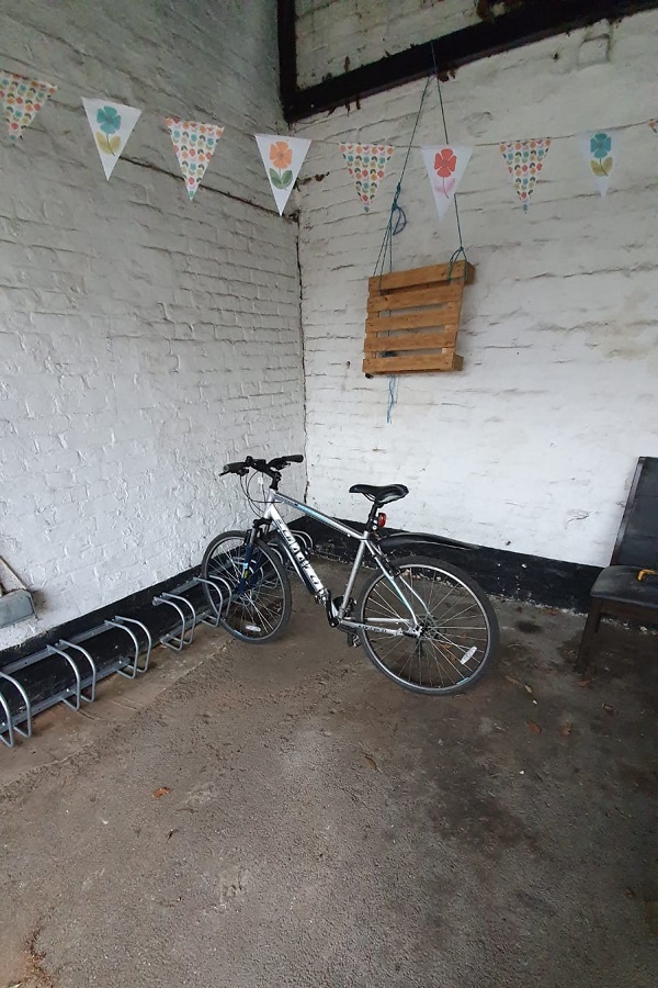 Bike in the new rack to demonstrate it works!