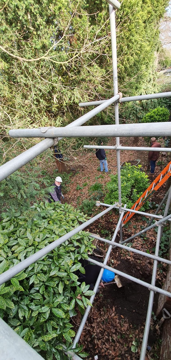 Showing depth of the debris to be removed