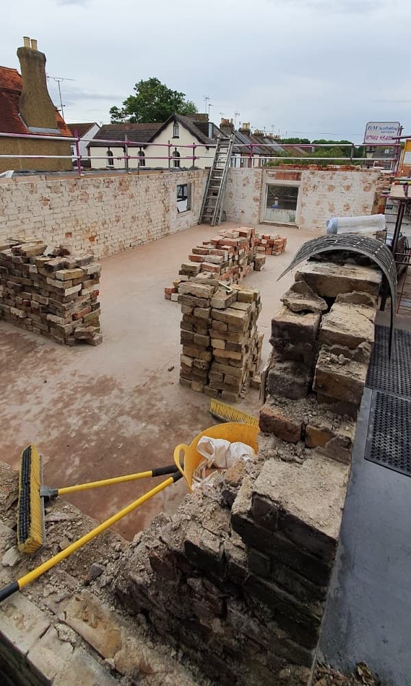 More brickwork carefully stacked - site is very clean