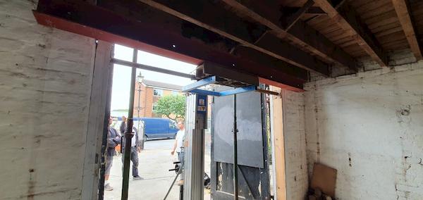 View from inside The Coach House of the new lintel