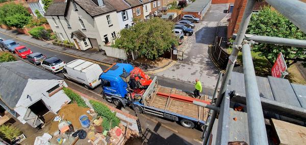 View of the lorry that couldnt get into The Courtyard due to its size