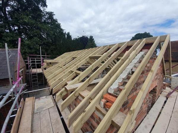 View from inside The Coach House of the new lintel