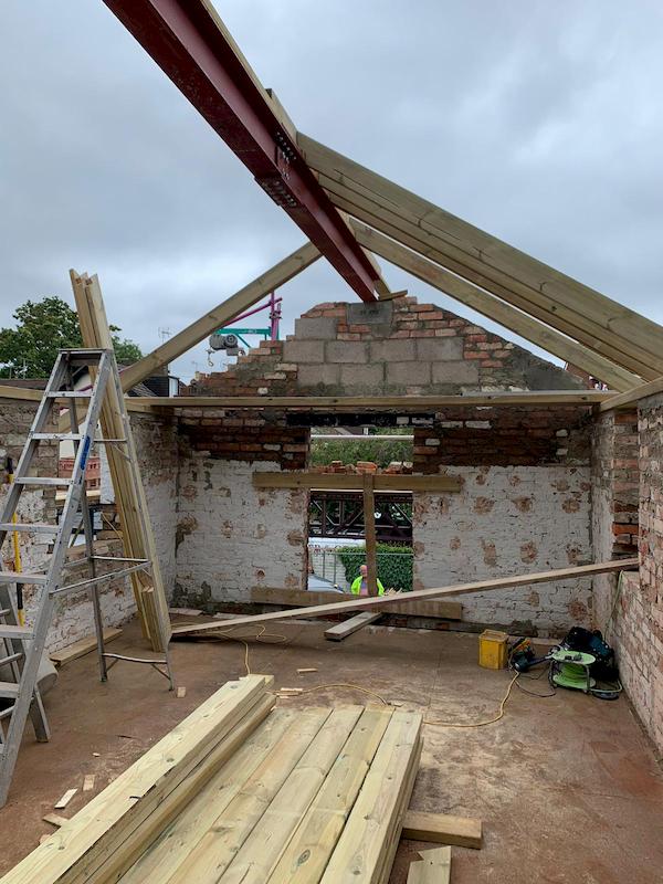 New steel lintel in place