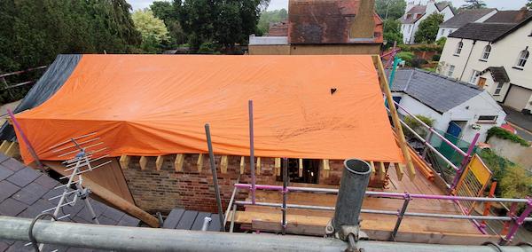 View from inside The Coach House of the new lintel