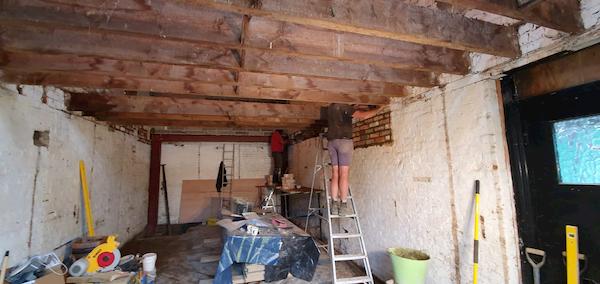 New brickwork on first floor