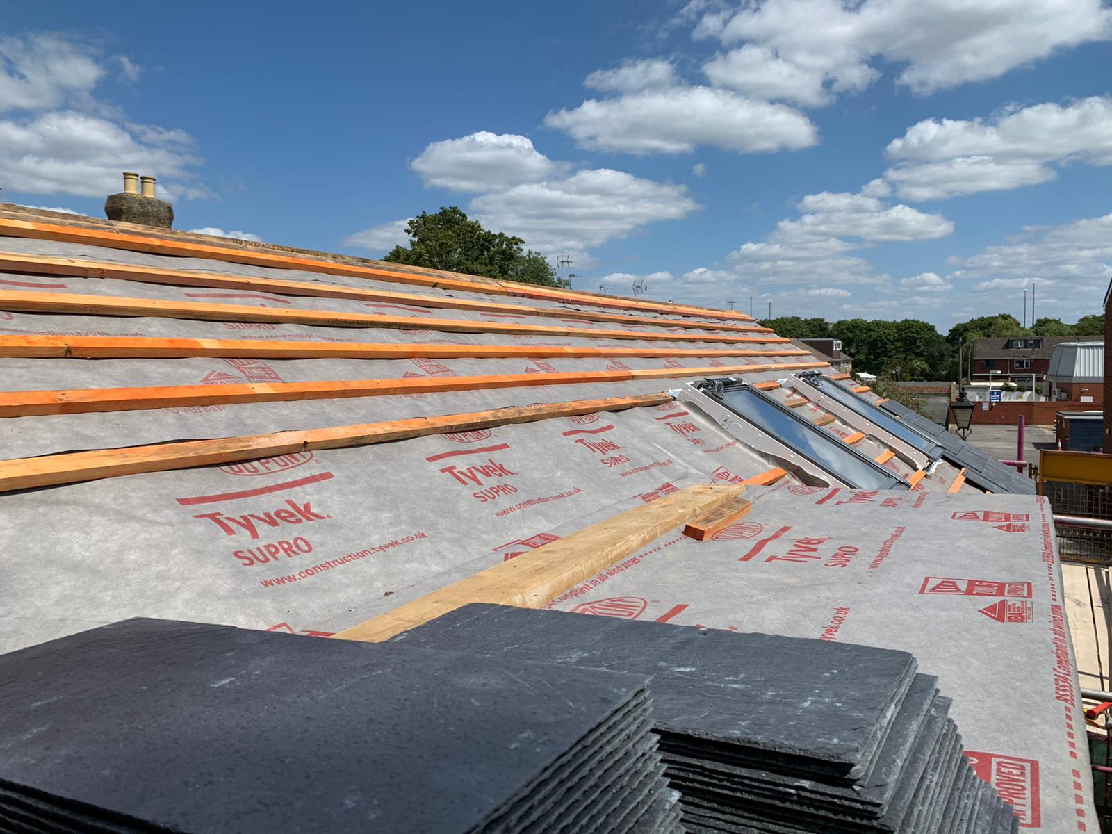 Slates ready to go on the Coach House roof