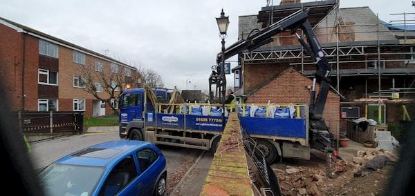 Lorry half in and half out the gate