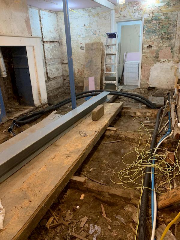 Prep work on the kitchen floor