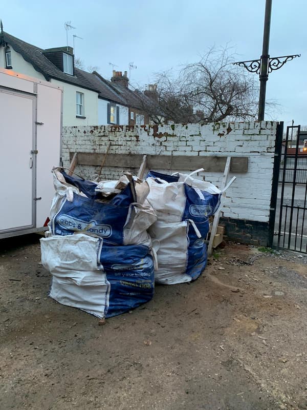 Debris from the kitchen ready to be taken away