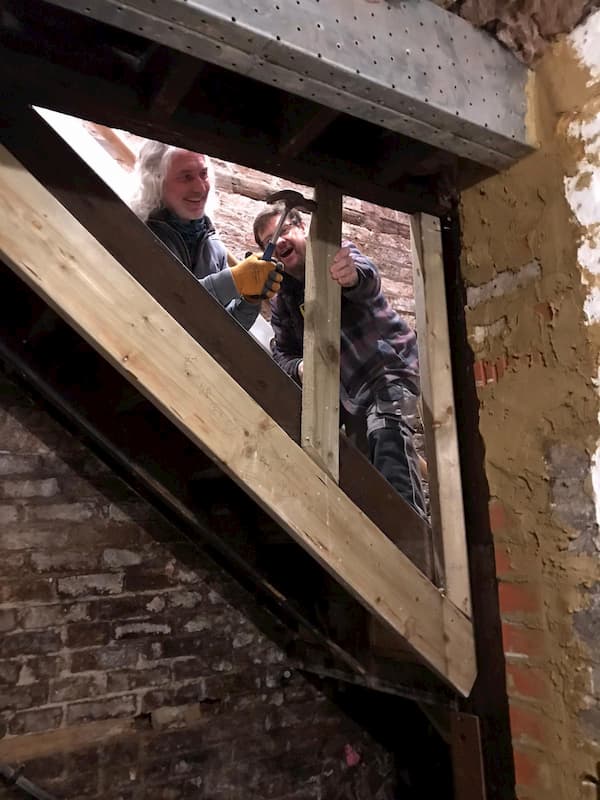 Internal panelling removed from stairwell