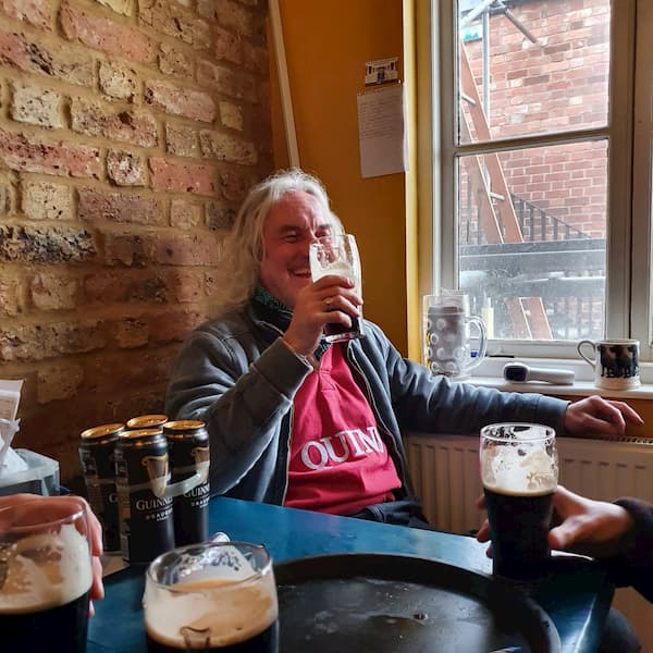 Tony enjoying a beer for his birthday