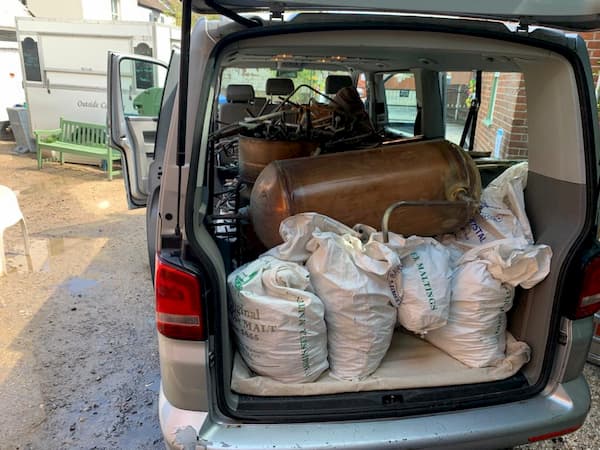 The School van loaded up with all the scrap metal