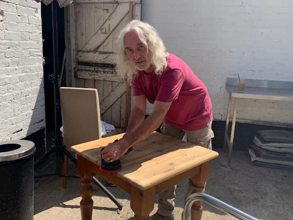 Sanding a table