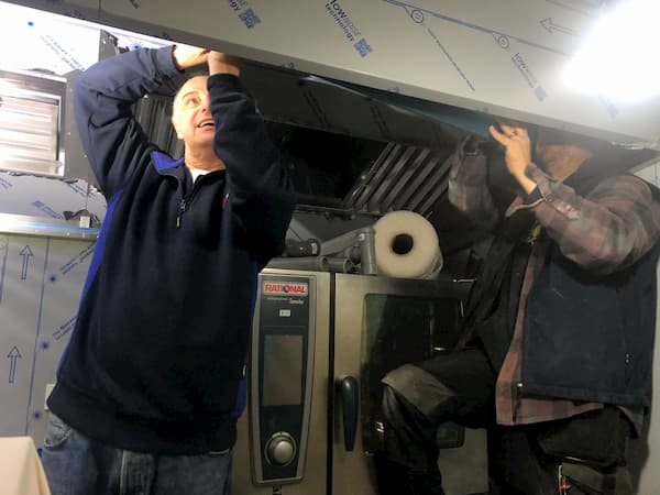 Keith commissioning the lights inside the cooker hood