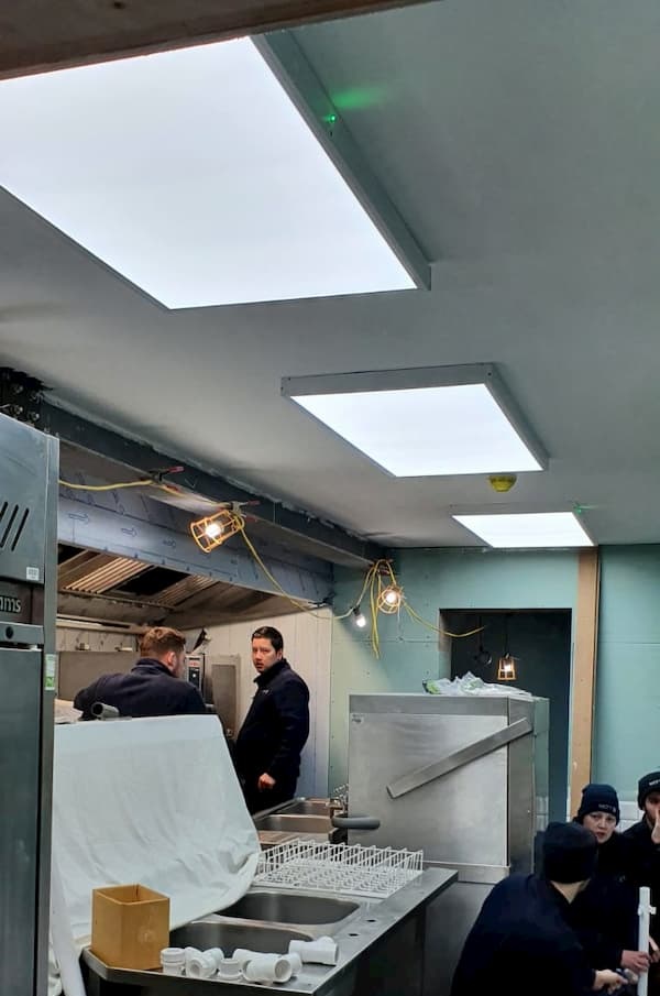 The main kitchen lights were also commissioned