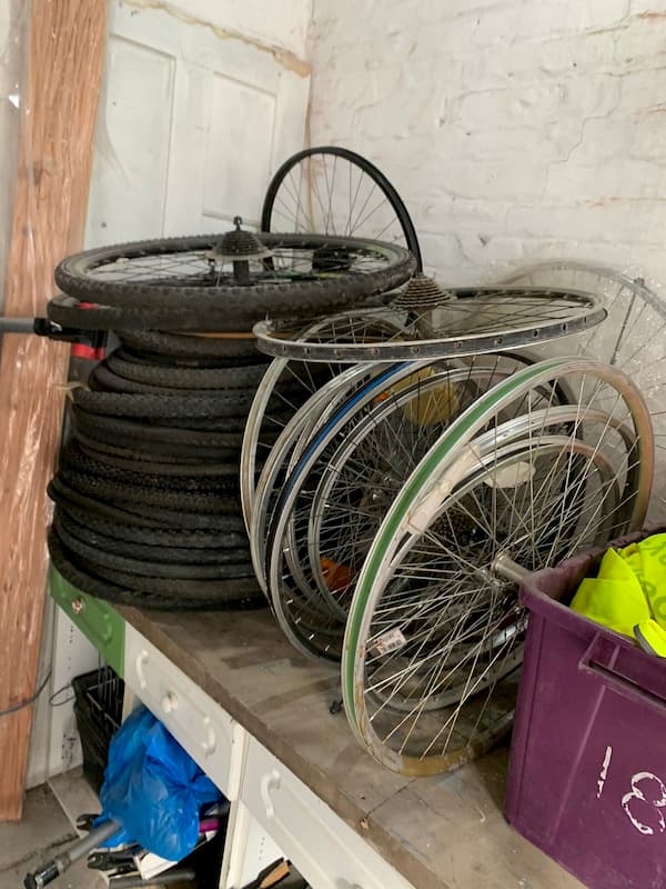 Pile of bike wheels
